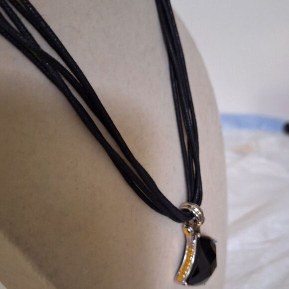 A Park Lane Ladies' Necklace Elegant Evening Black Onyx Two Tone Metal Choker - Picture 8 of 11